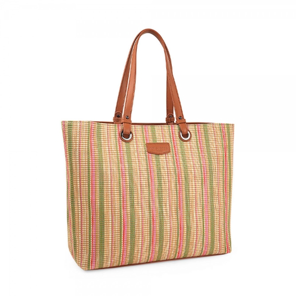 Lois SAC CABAS - UNICA Vert, Rose- Ref.
