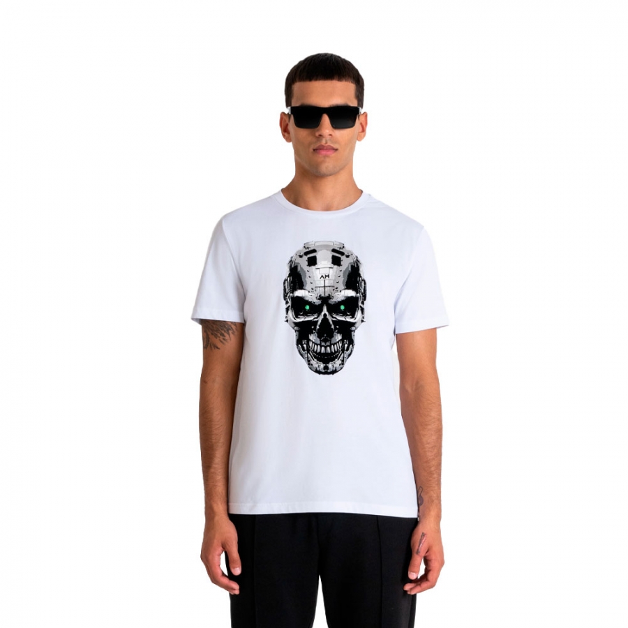 t-shirt-slim-fit-con-stampa-cyber-skull t-shirt-slim-fit-con-stampa-cyber-skull