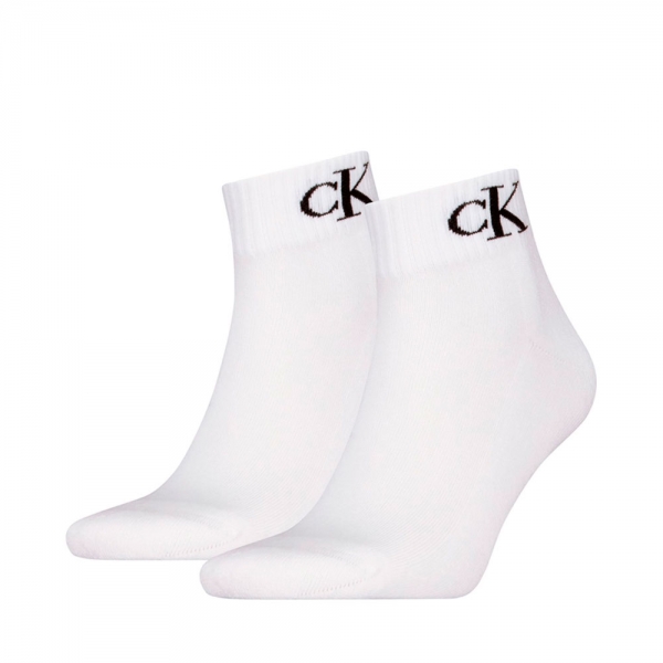 Calvin Klein Chaussettes Blanc - LOT DE 2 CHAUSSETTES QUARTIER MONOGRAMME - 4346 - Ref 9 €