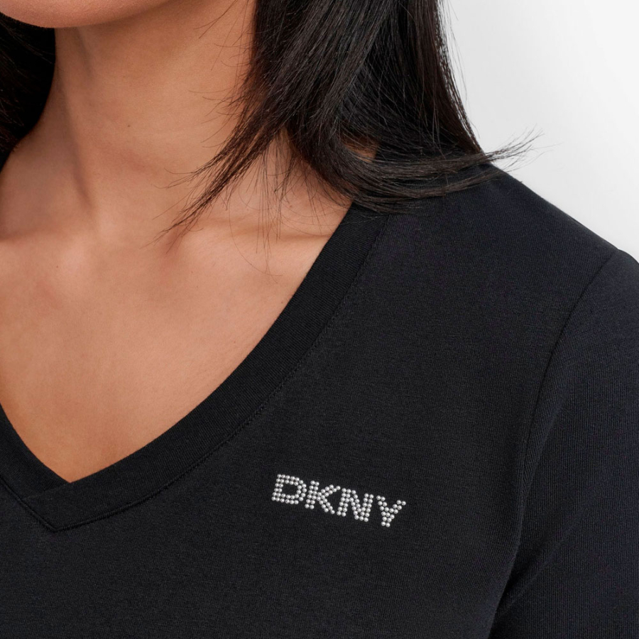 mini-v-neck-t-shirt-dress-with-studded-logo mini-v-neck-t-shirt-dress-with-studded-logo