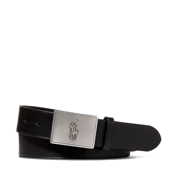 Ralph Lauren CEINTURE EN CUIR AVEC PLAQUE PONEY - 38 Noir- Ref 89 €