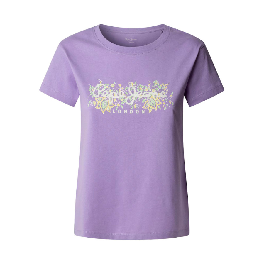 camiseta-de-corte-regular-con-logotipo-floral camiseta-de-corte-regular-con-logotipo-floral