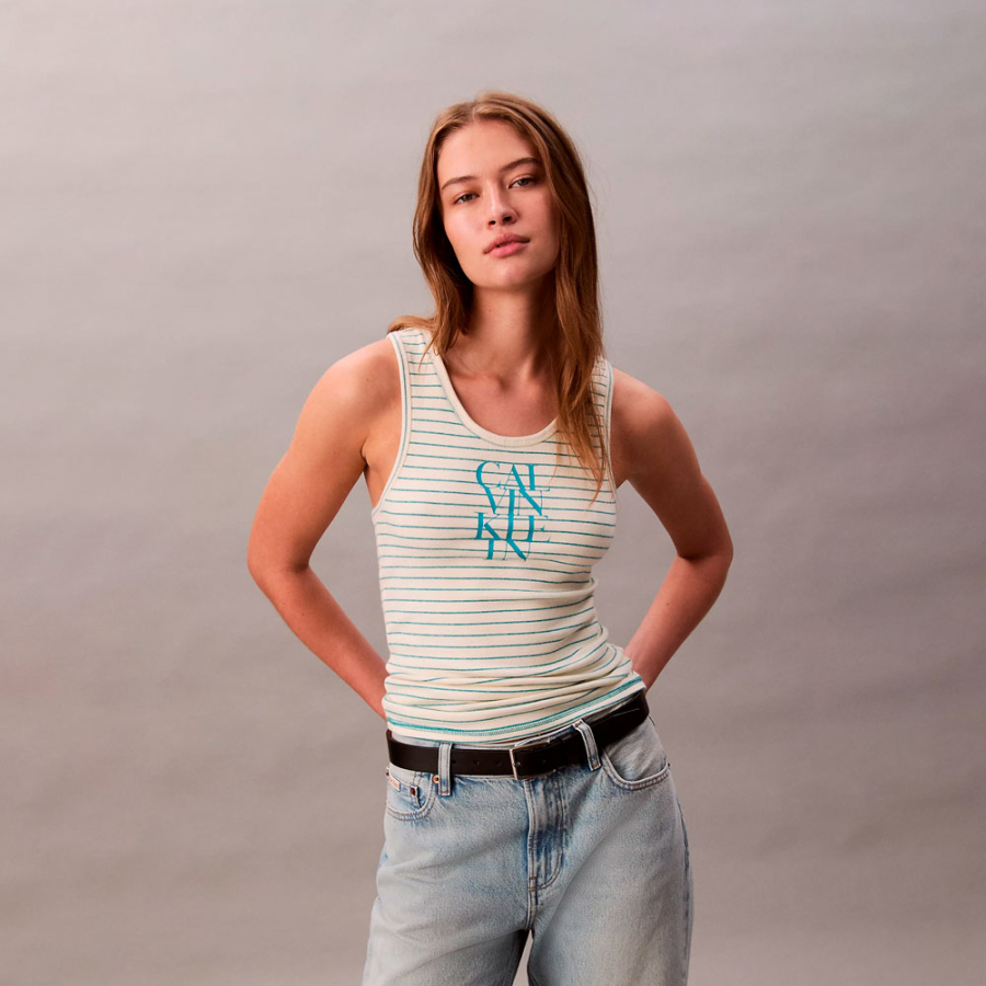 camiseta-de-tirantes-a-rayas-de-canale-con-logo-grafico camiseta-de-tirantes-a-rayas-de-canale-con-logo-grafico