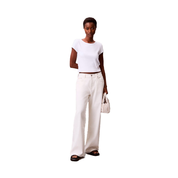 Calvin Klein T-shirts hauts et polos Blanc - T-shirt slim en coton ctel avec badge - M - Ref 26 €
