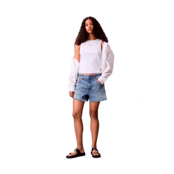 Calvin Klein T-shirts hauts et polos Blanc - Dbardeur en coton ctel avec badge - XS - Ref 24 €