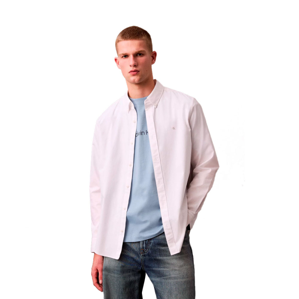 Calvin Klein T-shirts Blanc - Chemise boutonne Oxford classique de couleur unie - L - Ref 59 €