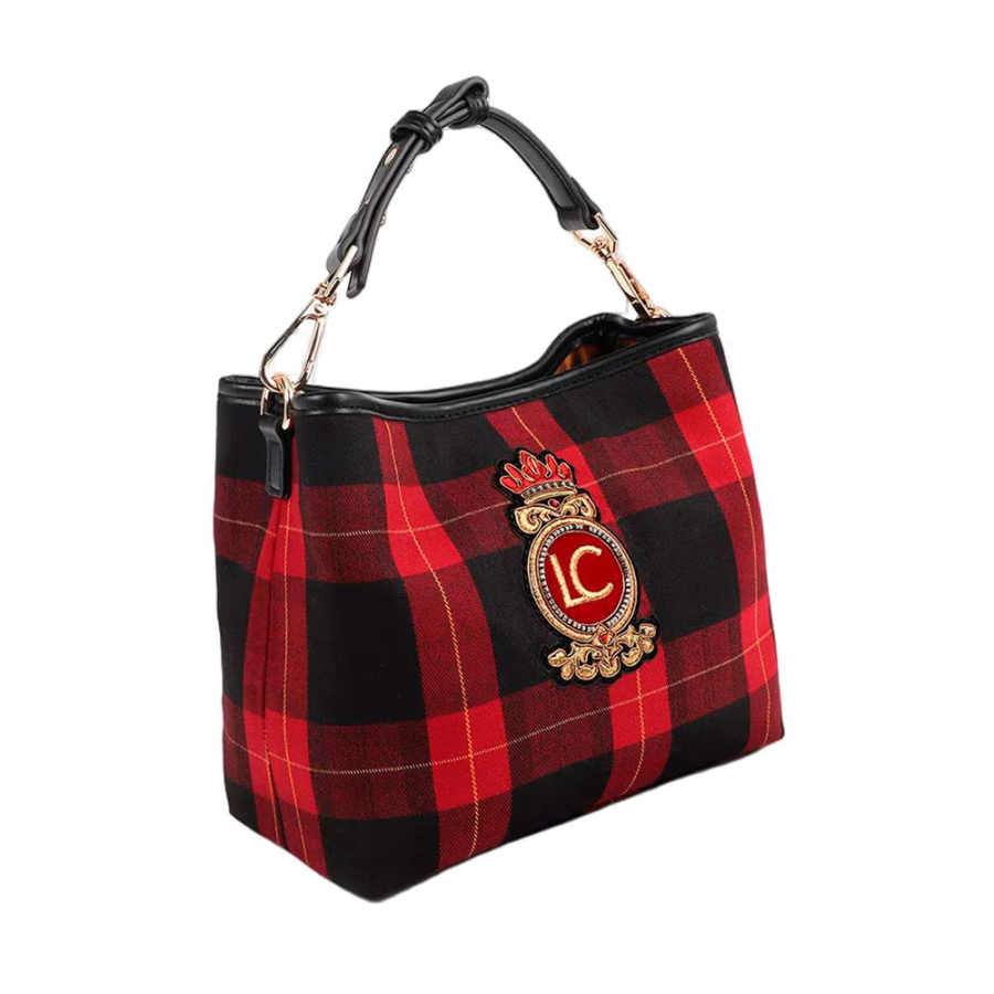 gewebte-karierte-tasche-mit-schildaufnaher gewebte-karierte-tasche-mit-schildaufnaher