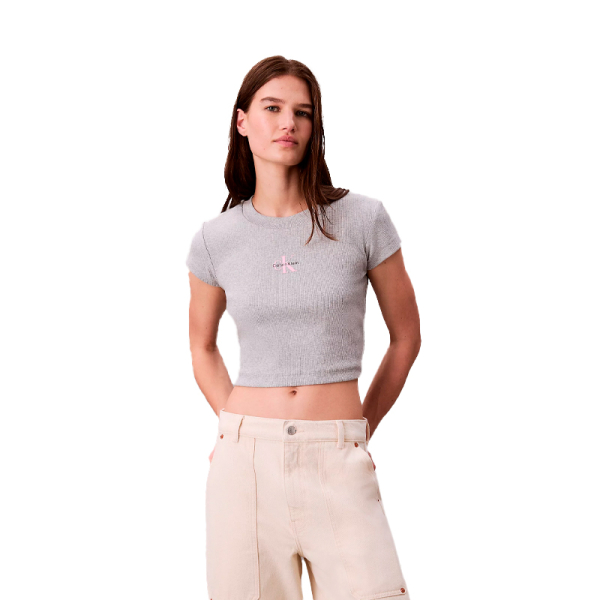 Calvin Klein T-shirts hauts et polos Gris - T-shirt court avec logo monogramme - L - Ref 35 €