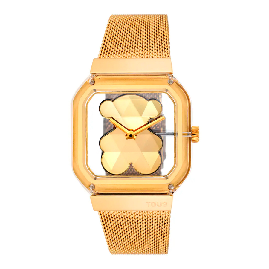 reloj-analogico-con-brazalete-de-acero-dorado-d-bear-party