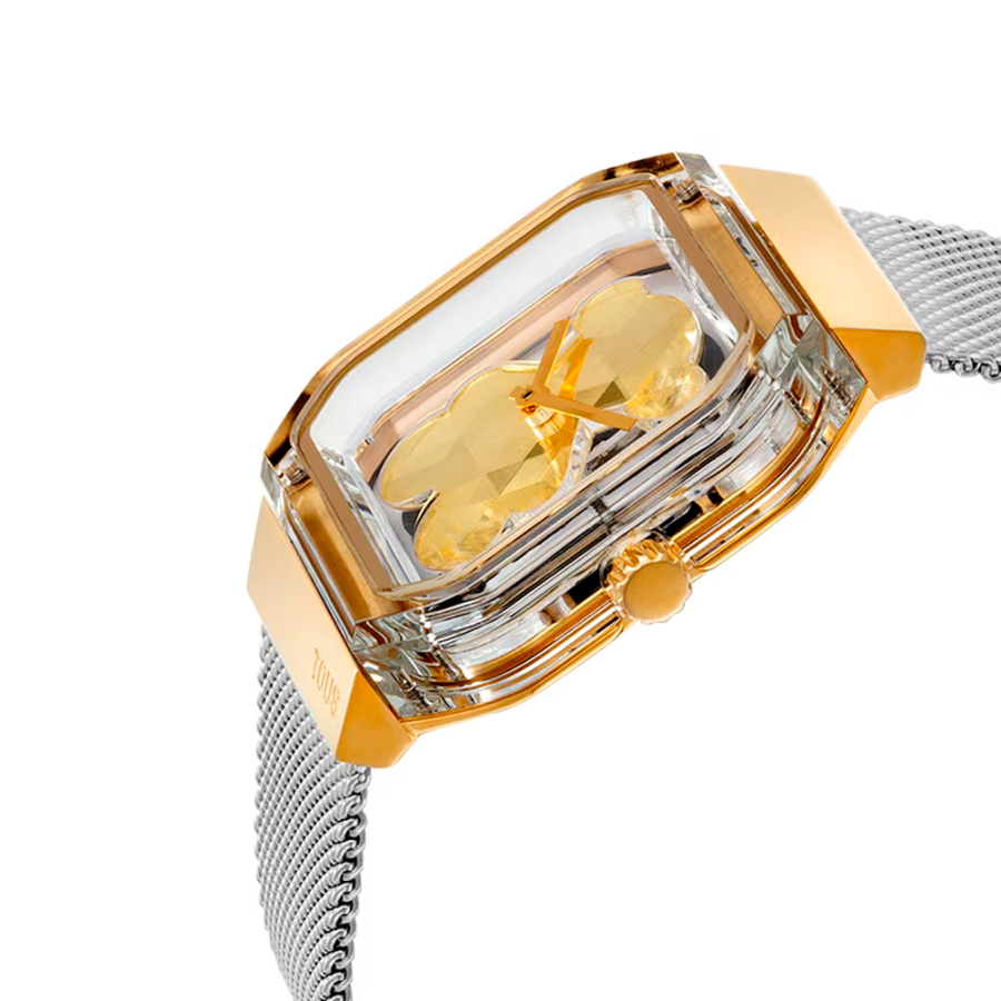 orologio-analogico-d-bear-party-con-bracciale-in-acciaio-dorato