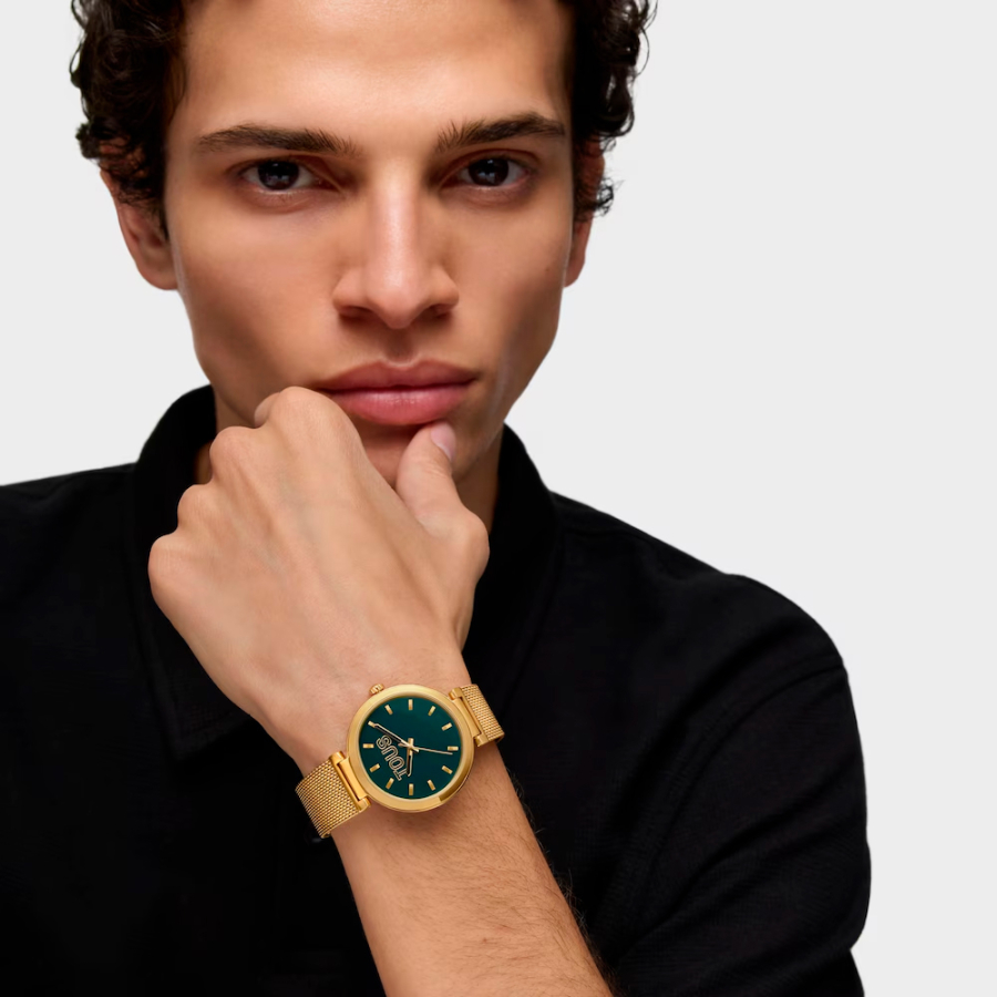 reloj-analogico-con-esfera-verde-y-brazalete-dorado-s-mesh-mirror