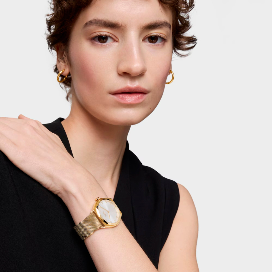 montre-analogique-avec-bracelet-en-acier-dore-a-mailles-rondes montre-analogique-avec-bracelet-en-acier-dore-a-mailles-rondes