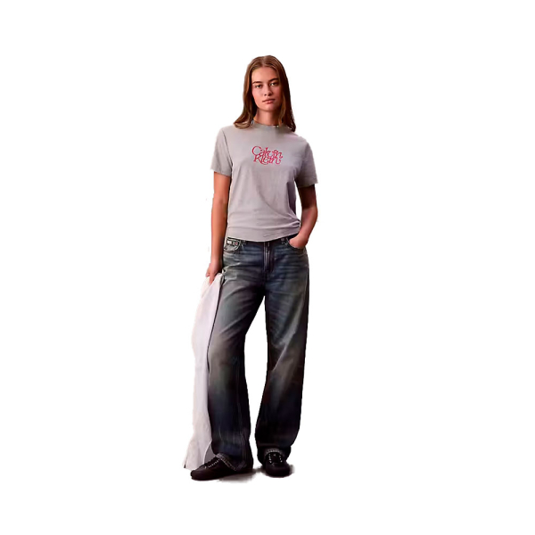Calvin Klein T-shirts hauts et polos Gris - T-shirt ajust logo script - L - Ref 26 €