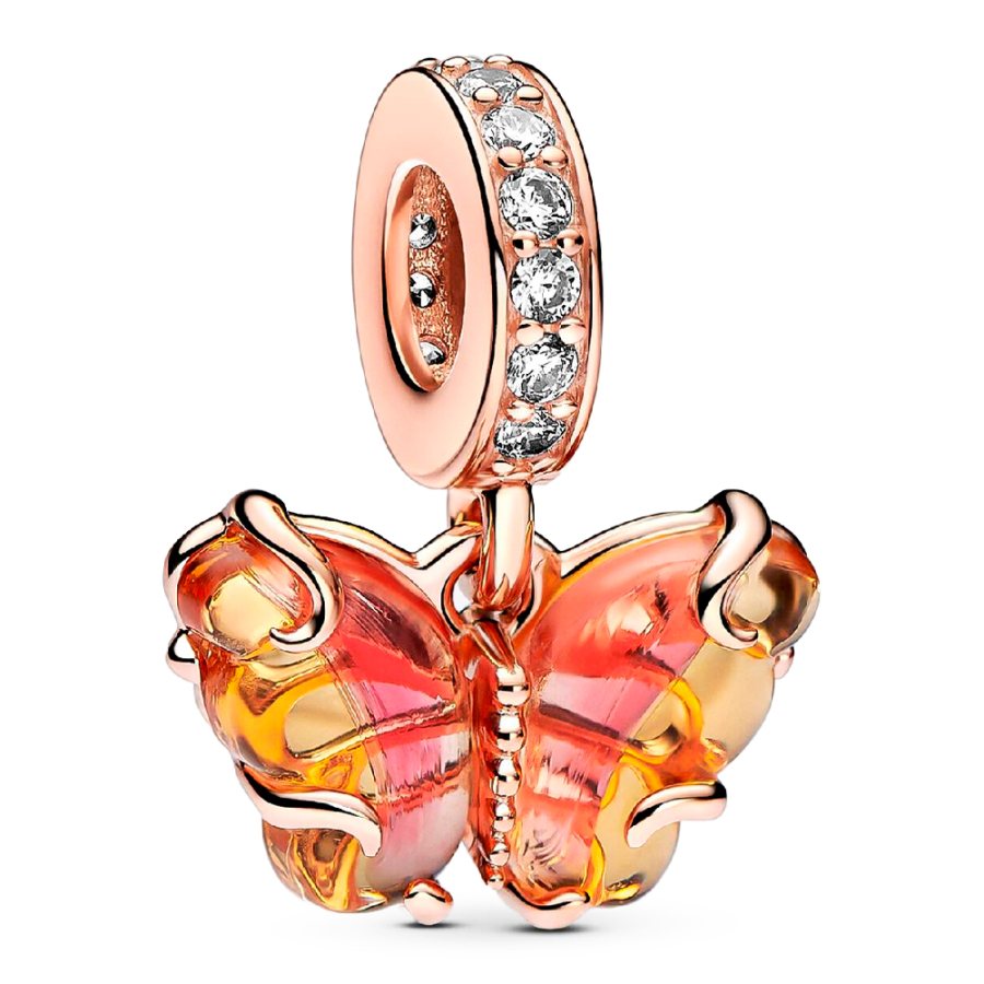 pink-and-yellow-murano-glass-butterfly-pendant-charm-782698c01 pink-and-yellow-murano-glass-butterfly-pendant-charm-782698c01