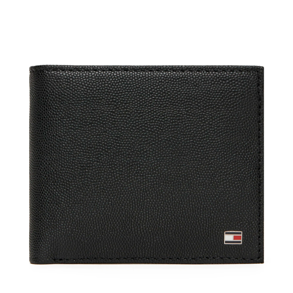 Tommy Hilfiger Portefeuille pliable en cuir avec logo maill - U Noir- Ref 80 €