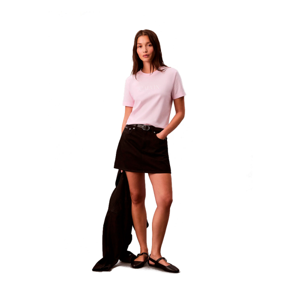 Calvin Klein T-shirts hauts et polos Rose - T-shirt slim avec logo graphique - XS - Ref 35 €