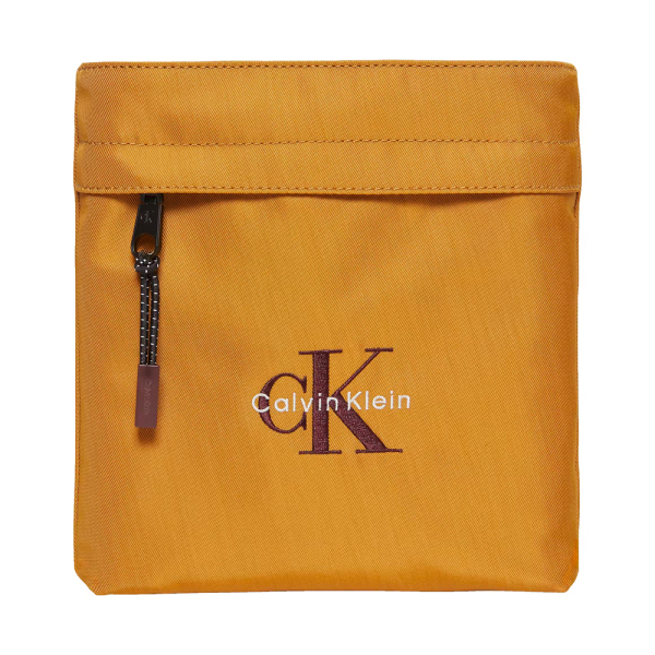 Calvin Klein Sac bandoulire plat en nylon avec logo monogramme - U Jaune- Ref 49 €
