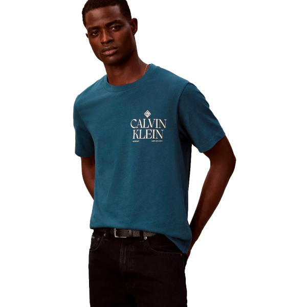Calvin Klein T-shirts Bleu - T-shirt logo graphique rose classique - L - Ref 35 €