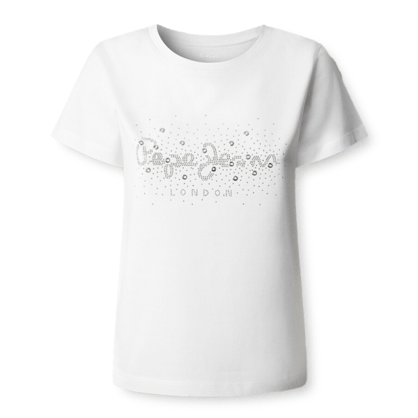 Pepe Jeans T-shirts hauts et polos Blanc - T-shirt logo strass - L - Ref 26 €