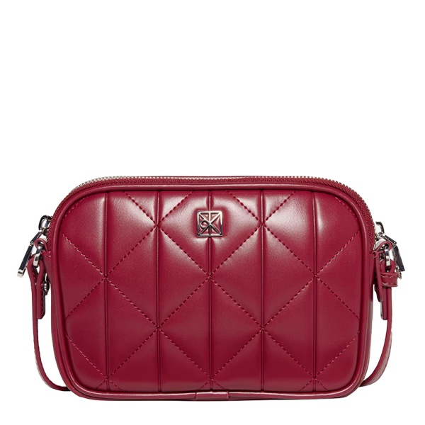 Calvin Klein Sac bandoulire rembourr avec double fermeture clair et logo emblmatique - U Rouge- Ref 77 €
