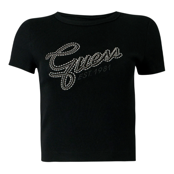 Guess T-shirts hauts et polos Rose - T-shirt avec des paillettes dans le logo - L - Ref 28 €