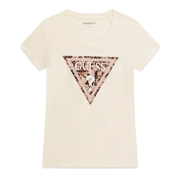 Guess T-shirts hauts et polos Crme - T-shirt avec logo triangulaire - XS - Ref 32 €