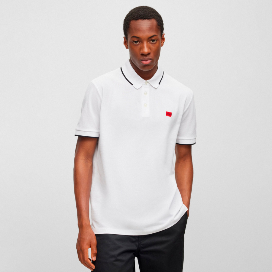 polo-slim-fit-avec-etiquette-logo-rouge