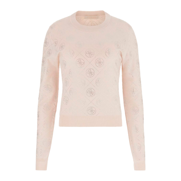 Guess Vestes en maille et pulls Beige - jersey strass 4G - M - Ref 84 €
