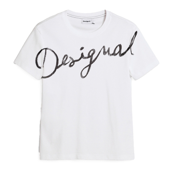 Desigual T-shirts hauts et polos Blanc - T-shirt en maille avec logo - S - Ref 21 €