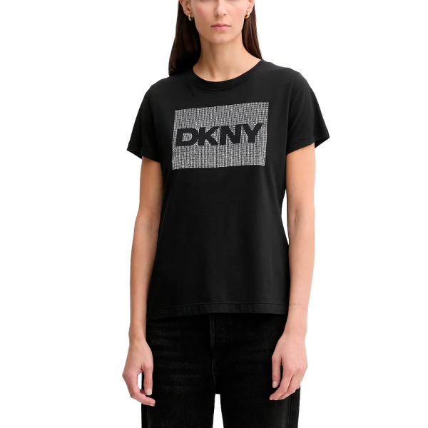 Dkny T-shirts hauts et polos Noir - T-SHIRT AVEC LOGO STRASS BOX - S - Ref 37 €