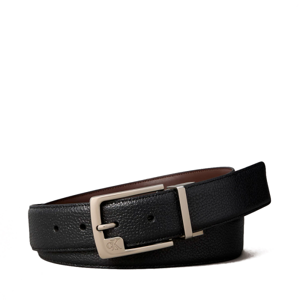 Calvin Klein ceinture en cuir grain - 90 Noir Brun- Ref 49 €
