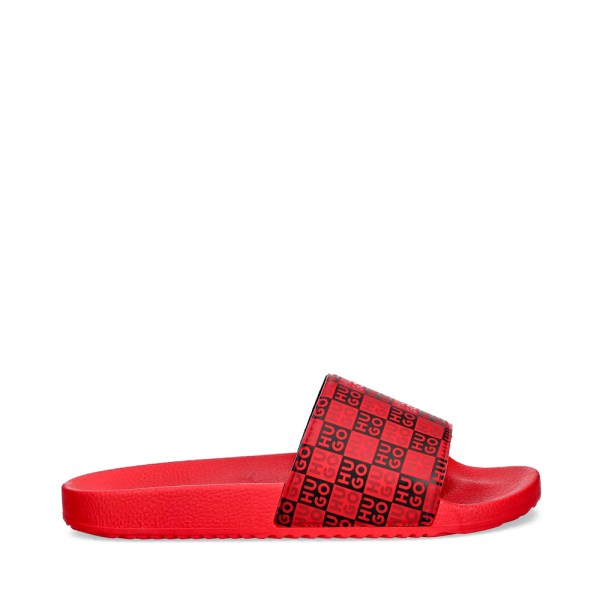 Hugo Boss Tongs fabriquées en Italie avec un logo superposé sur le cou-de-pied - 40 Noir, Rouge- Ref.