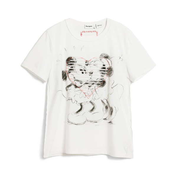 Desigual T-shirts hauts et polos Blanc - T-shirt Mickey et Minnie en forme de cur - XL - Ref 42 €