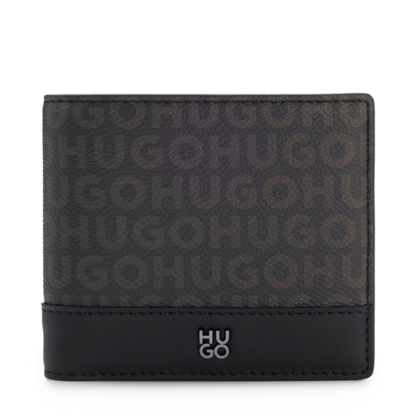 Hugo Boss Portefeuille imprim monogramme et logo mtallique superpos - U Noir- Ref 99 €