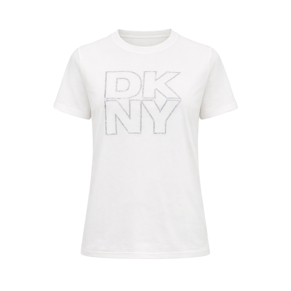 Dkny T-shirts hauts et polos Blanc - T-shirt avec logo strass contour - XS - Ref 37 €