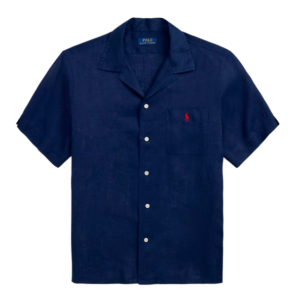 Ralph Lauren T-shirts Bleu marine - Chemise de camp en lin coupe classique - XL - Ref 120 €