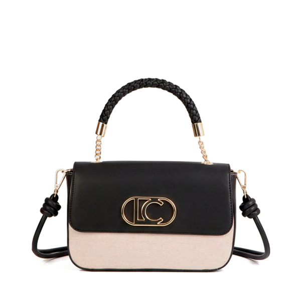 Lola Casademunt Sac bandoulire rabat bicolore en similicuir - U Noir Blanc- Ref 63 €