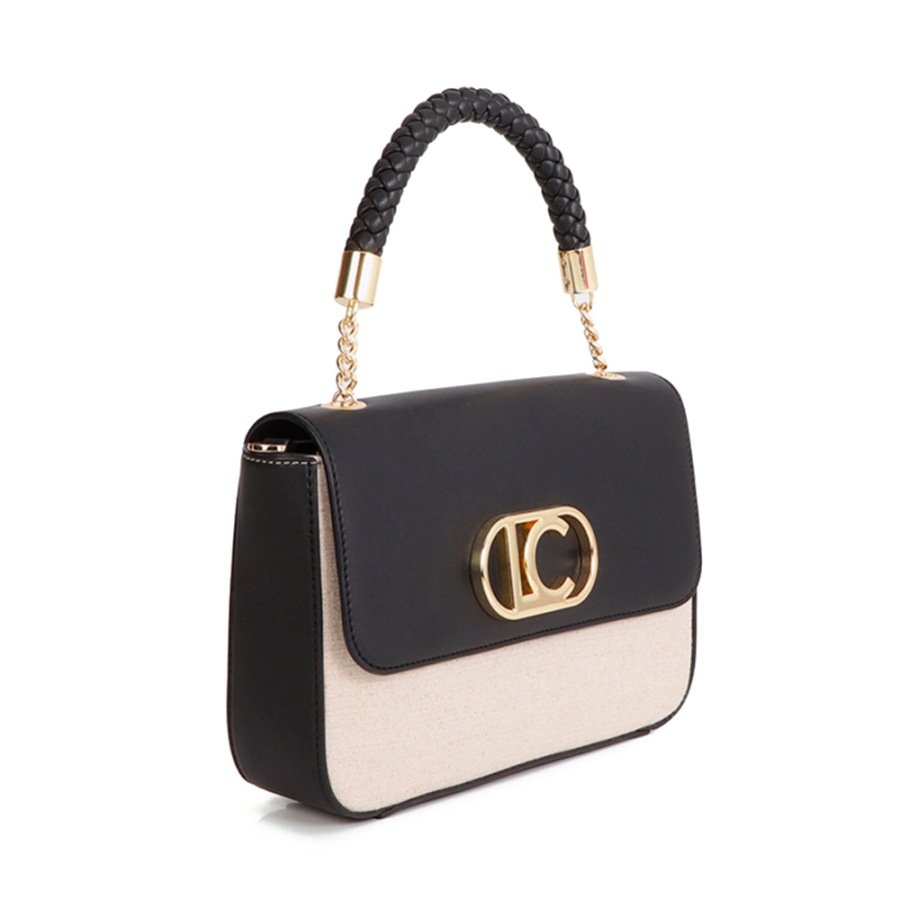 two-tone-faux-leather-flap-shoulder-bag two-tone-faux-leather-flap-shoulder-bag