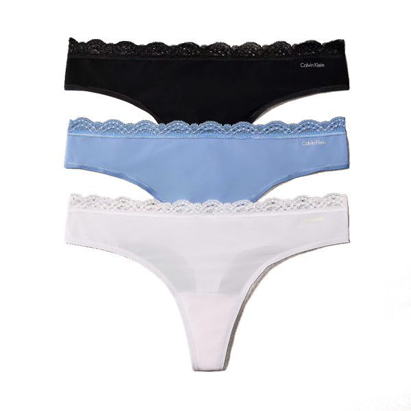 Calvin Klein Underwear Sous-vtements Multicolore - Lot de 3 strings - Micro stretch avec dentelle - S - Ref 38 €