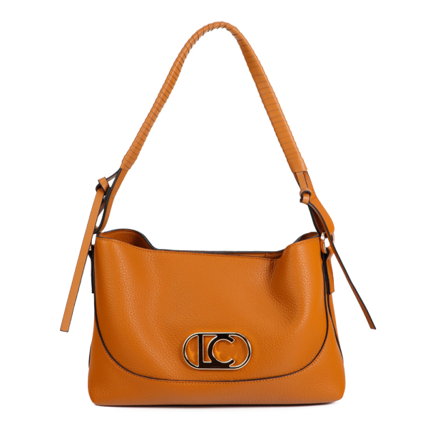Lola Casademunt Sac bandoulire en similicuir avec anse tresse et nud - U chameau- Ref 83 €