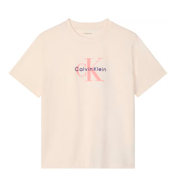 Calvin Klein T-shirts hauts et polos Crme - T-shirt avec monogramme et logo - M - Ref 35 €