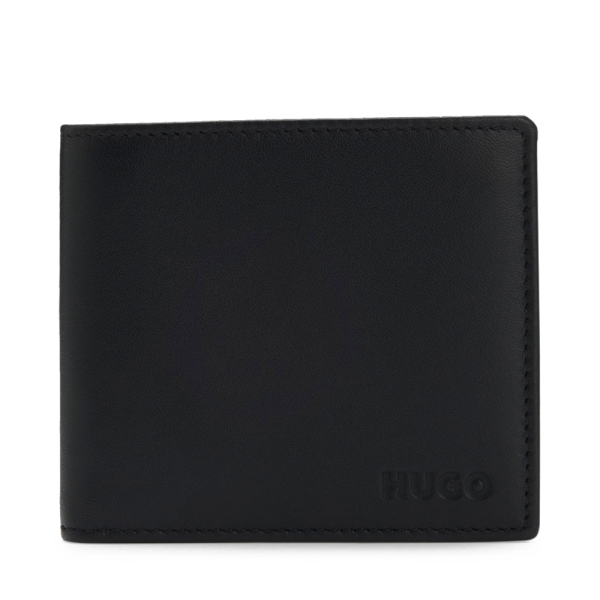 Hugo Boss Portefeuille pliable en cuir grain avec logo en relief - U Noir- Ref 89 €