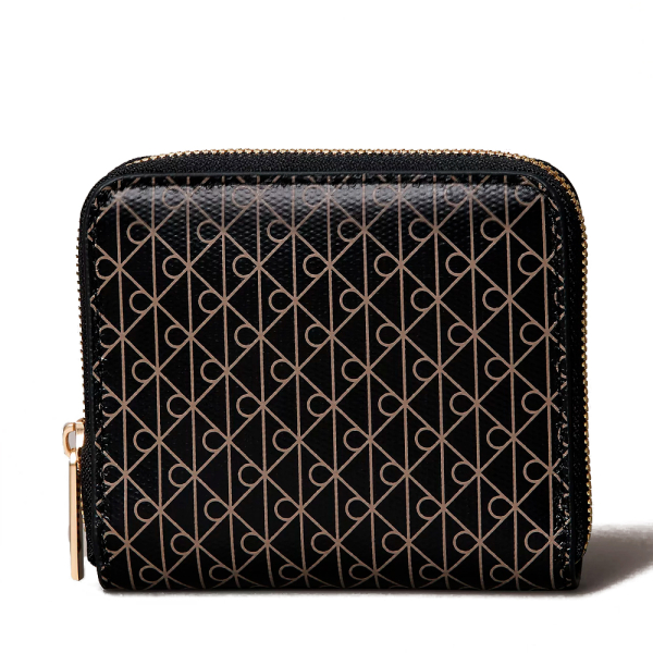 Calvin Klein Portefeuille carr avec fermeture clair sur tout le pourtour protection RFID et logo - U Noir- Ref 49 €