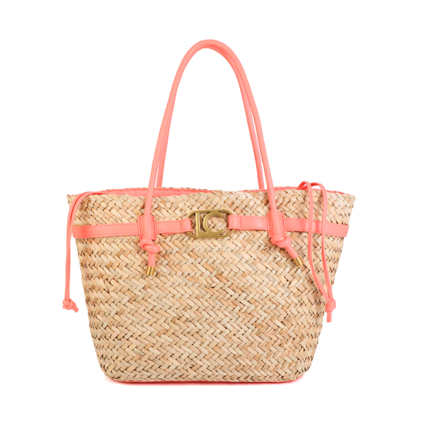 Lola Casademunt Sac cabas avec anses et dtails effet cuir - U Beige Rouge- Ref 104 €