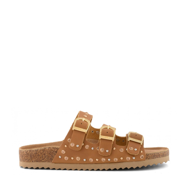 Colors Of California Sandale SLOFI en nubuck ornée de strass - 38 Brun- Ref.