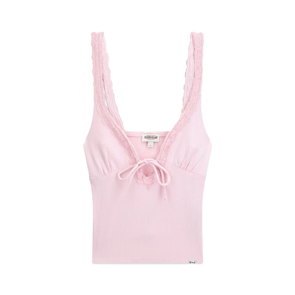 Guess T-shirts hauts et polos Lilas - Haut en maille ctele et dentelle - L - Ref 25 €