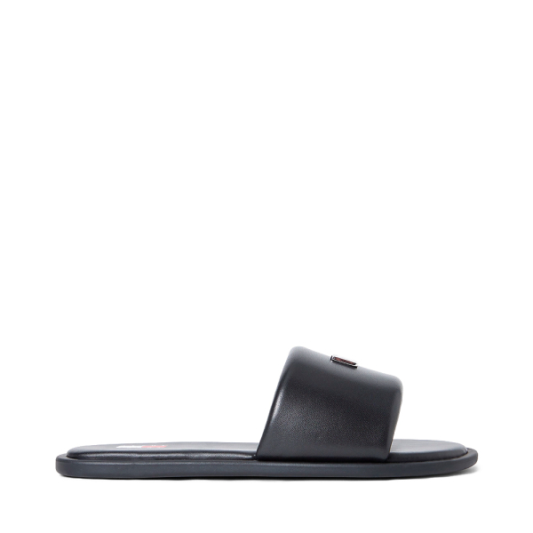 Tommy Hilfiger Tongs en cuir avec empeigne rembourre - 39 Noir- Ref 56 €