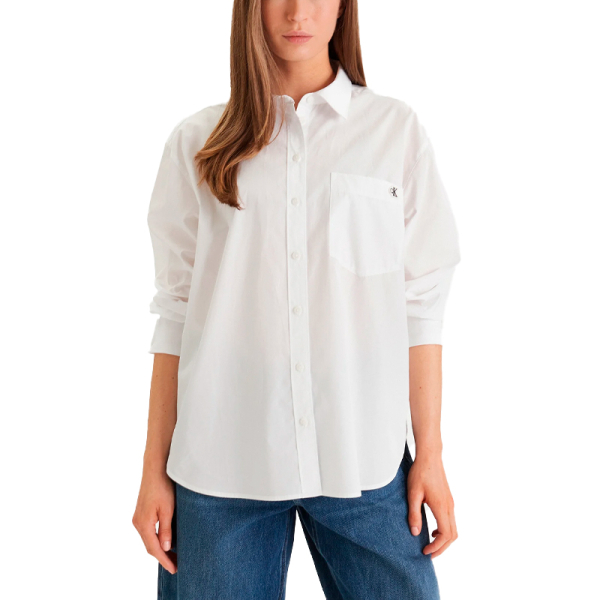 Calvin Klein T-shirts hauts et polos Blanc - CHEMISE EN POP-LINE DE COTON DCONTRACTE - M - Ref 70 €