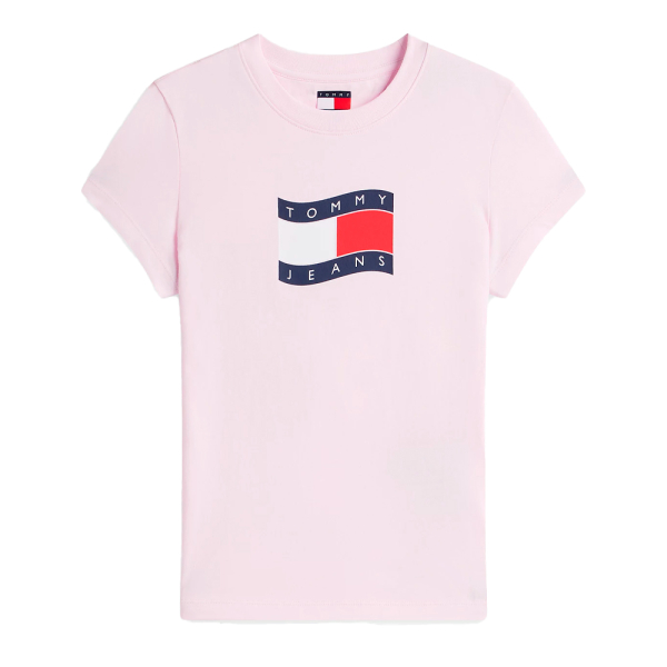 Tommy Hilfiger T-shirts hauts et polos Rose - T-shirt en maille fine avec logo ondul - S - Ref 24 €