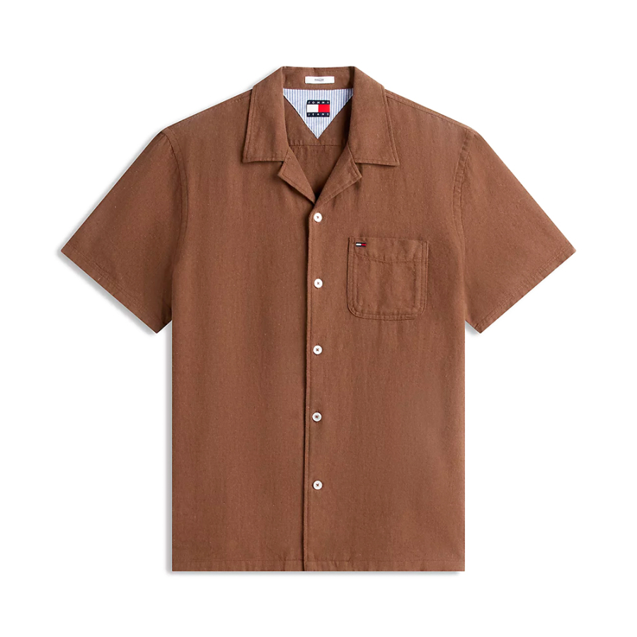 camisa-regular-de-manga-corta-en-mezcla-de-lino